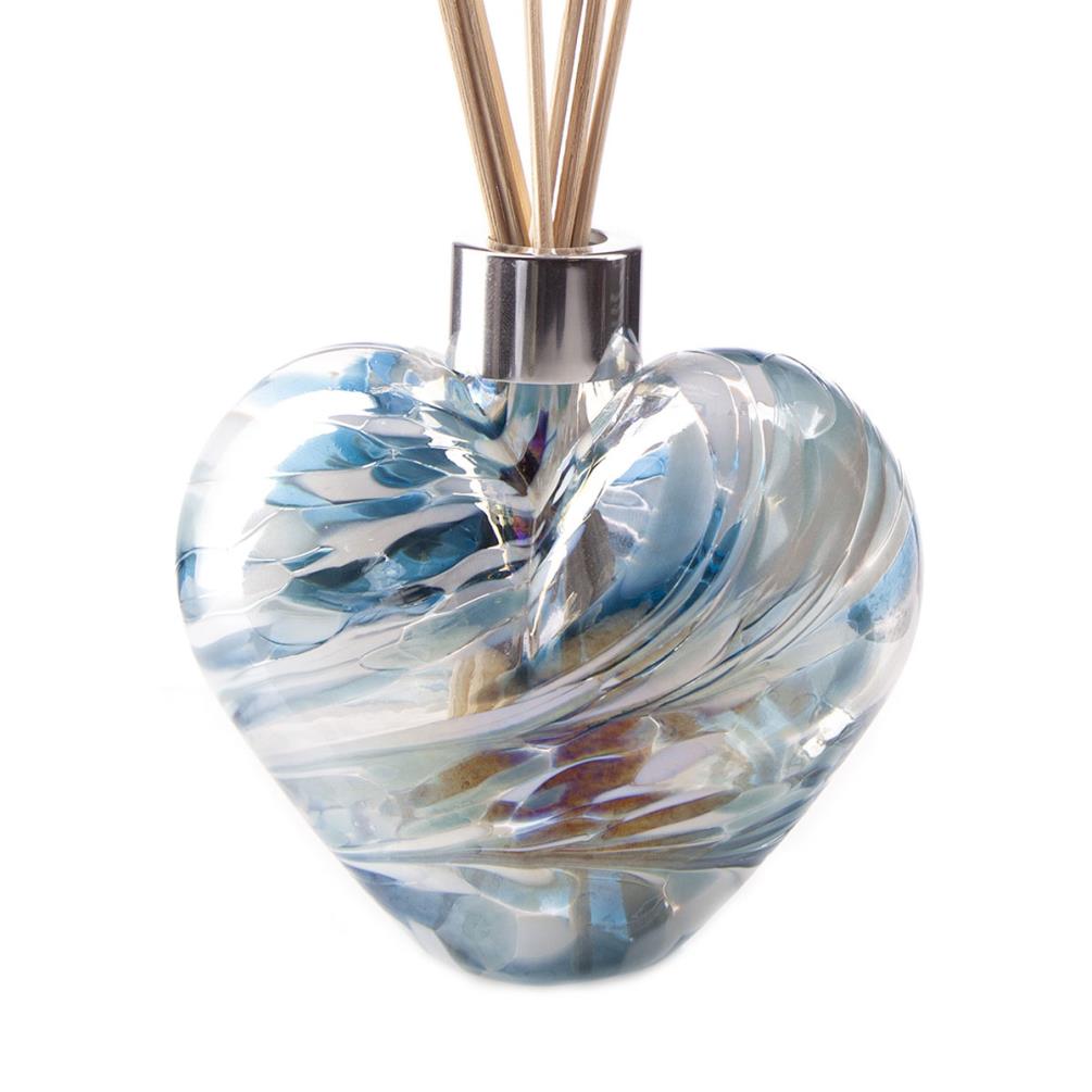 Amelia Art Glass Turquoise & White Heart Reed Diffuser Gift Set  Extra Image 1